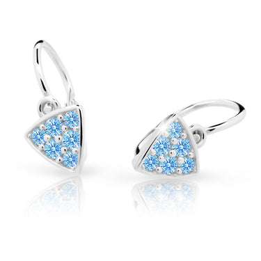 Dětské náušnice Danfil C2207 z bílého zlata s kamínky Arctic Blue, zapínání brizura