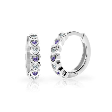Dětské náušnice Danfil kroužky C3340 ze stříbra, s kamínky Amethyst
