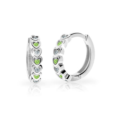 Dětské náušnice Danfil kroužky C3340 ze stříbra, s kamínky Peridot Green