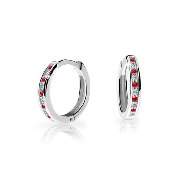 Dětské náušnice Danfil kroužky C3343 ze stříbra, s kamínky Ruby Red
