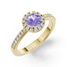 Zlatý prsten DF 3098 ze žlutého zlata s tanzanitem a diamanty o celkové váze 0.88 ct