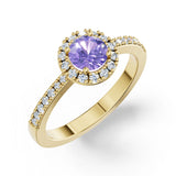 Zlatý prsten DF 3098 ze žlutého zlata s tanzanitem a diamanty o celkové váze 0.88 ct