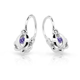 Dětské náušnice Danfil C2218 z bílého zlata s kamínkem Amethyst, zapínání brizura