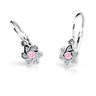Detské náušnice Danfil s motívom kvetov C2149 z 9-karátového bieleho zlata, ružové, zapínanie typu brizura