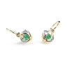 Dětské náušnice Danfil C2217 ze žlutého zlata s kamínkem Emerald Green, zapínání brizura