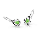 Dětské náušnice Danfil kytičky C2179 z bílého zlata s kamínkem Peridot Green, zapínání brizura