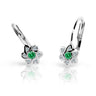 Dětské náušnice Danfil kytičky C2149 z bílého zlata s kamínkem Emerald Green, zapínání klapka