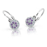 Dětské náušnice Danfil C2150 z bílého zlata s kamínky Amethyst, zapínání brizura