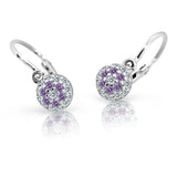 Dětské náušnice Danfil C2150 z bílého zlata s kamínky Amethyst, zapínání brizura