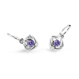 Dětské náušnice Danfil C2217 z bílého zlata s kamínkem Amethyst, zapínání brizura