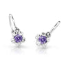 Dětské náušnice Danfil C2158 z bílého zlata s kamínkem Amethyst, zapínání brizura