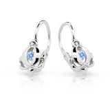 Dětské náušnice Danfil C2218 z bílého zlata s kamínkem Arctic Blue, zapínání brizura