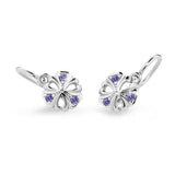 Dětské náušnice Danfil kytičky C2230 z bílého zlata s kamínky Amethyst, zapínání brizura