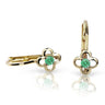 Dětské náušnice Danfil kytičky C1944 ze žlutého zlata s kamínkem Emerald Green, zapínání klapka