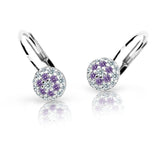 Dětské náušnice Danfil C2150 z bílého zlata s kamínky Amethyst, zapínání klapka