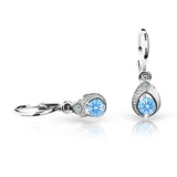 Dětské náušnice Danfil kapky C1898 z bílého zlata s kamínkem Arctic Blue, zapínání brizura