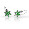 Dětské náušnice Danfil kytičky C2206 z bílého zlata s kamínky Emerald Green, zapínání brizura