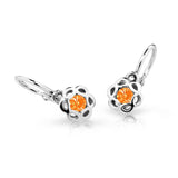 Dětské náušnice Danfil kytičky C2179 z bílého zlata s kamínkem Orange, zapínání brizura