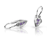 Dětské náušnice Danfil C1899 z bílého zlata s kamínky Amethyst, zapínání brizura