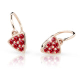 Dětské náušnice Danfil C2207 z růžového zlata s kamínky Ruby Dark, zapínání brizura