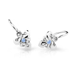 Dětské náušnice Danfil C2214 z bílého zlata s kamínkem Arctic Blue, zapínání brizura
