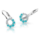 Dětské náušnice Danfil C2154 z bílého zlata s kamínky Mint Green, zapínání klapka