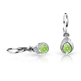 Dětské náušnice Danfil kapky C1898 z bílého zlata s kamínkem Peridot Green, zapínání brizura