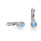Dětské náušnice Danfil kapky C1898 z bílého zlata s kamínkem Arctic Blue, zapínání klapka