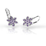 Dětské náušnice Danfil kytičky C2206 z bílého zlata s kamínky Amethyst, zapínání klapka