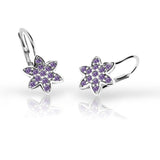 Dětské náušnice Danfil kytičky C2206 z bílého zlata s kamínky Amethyst, zapínání klapka