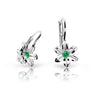 Dětské náušnice Danfil kytičky C1993 z bílého zlata s kamínkem Emerald Green, zapínání klapka