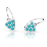 Dětské náušnice Danfil C2207 z bílého zlata s kamínky Mint Green, zapínání brizura