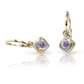 Dětské náušnice Danfil C1897 ze žlutého zlata s kamínkem Amethyst, zapínání brizura