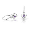 Dětské náušnice Danfil srdíčka C1556 z bílého zlata s kamínkem Amethyst, zapínání brizura