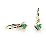 Dětské náušnice Danfil C1537 ze žlutého zlata s kamínkem Emerald Green, zapínání brizura
