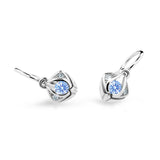 Dětské náušnice Danfil C2217 z bílého zlata s kamínkem Arctic Blue, zapínání brizura
