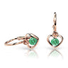 Dětské náušnice Danfil srdíčka C1943 z růžového zlata s kamínkem Emerald Green, zapínání brizura
