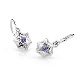 Dětské náušnice Danfil C2209 z bílého zlata s kamínkem Amethyst, zapínání brizura