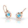 Dětské náušnice Danfil kytičky C2178 z růžového zlata s kamínkem Arctic Blue, zapínání brizura