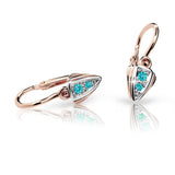 Dětské náušnice Danfil C1899 z růžového zlata s kamínky Mint Green, zapínání brizura
