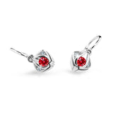 Dětské náušnice Danfil C2217 z bílého zlata s kamínkem Ruby Dark, zapínání brizura