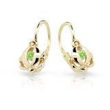 Dětské náušnice Danfil C2218 ze žlutého zlata s kamínkem Peridot Green, zapínání brizura