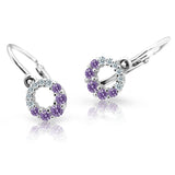 Dětské náušnice Danfil C2154 z bílého zlata s kamínky Amethyst, zapínání brizura
