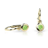Dětské náušnice Danfil C1537 ze žlutého zlata s kamínkem Peridot Green, zapínání brizura