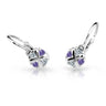 Dětské náušnice Danfil C2153 z bílého zlata s kamínky Amethyst, zapínání brizura