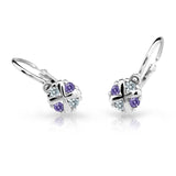 Dětské náušnice Danfil C2153 z bílého zlata s kamínky Amethyst, zapínání brizura