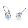 Dětské náušnice Danfil hvězdičky C2159 z bílého zlata s kamínkem Arctic Blue, zapínání brizura