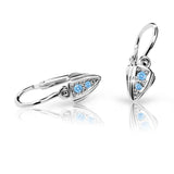 Dětské náušnice Danfil C1899 z bílého zlata s kamínky Arctic Blue, zapínání brizura