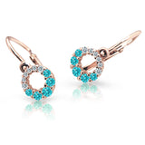 Dětské náušnice Danfil C2154 z růžového zlata s kamínky Mint Green, zapínání brizura