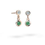 Dětské visací náušnice Danfil C1537 z růžového zlata s kamínkem Emerald Green, zapínání puzeta